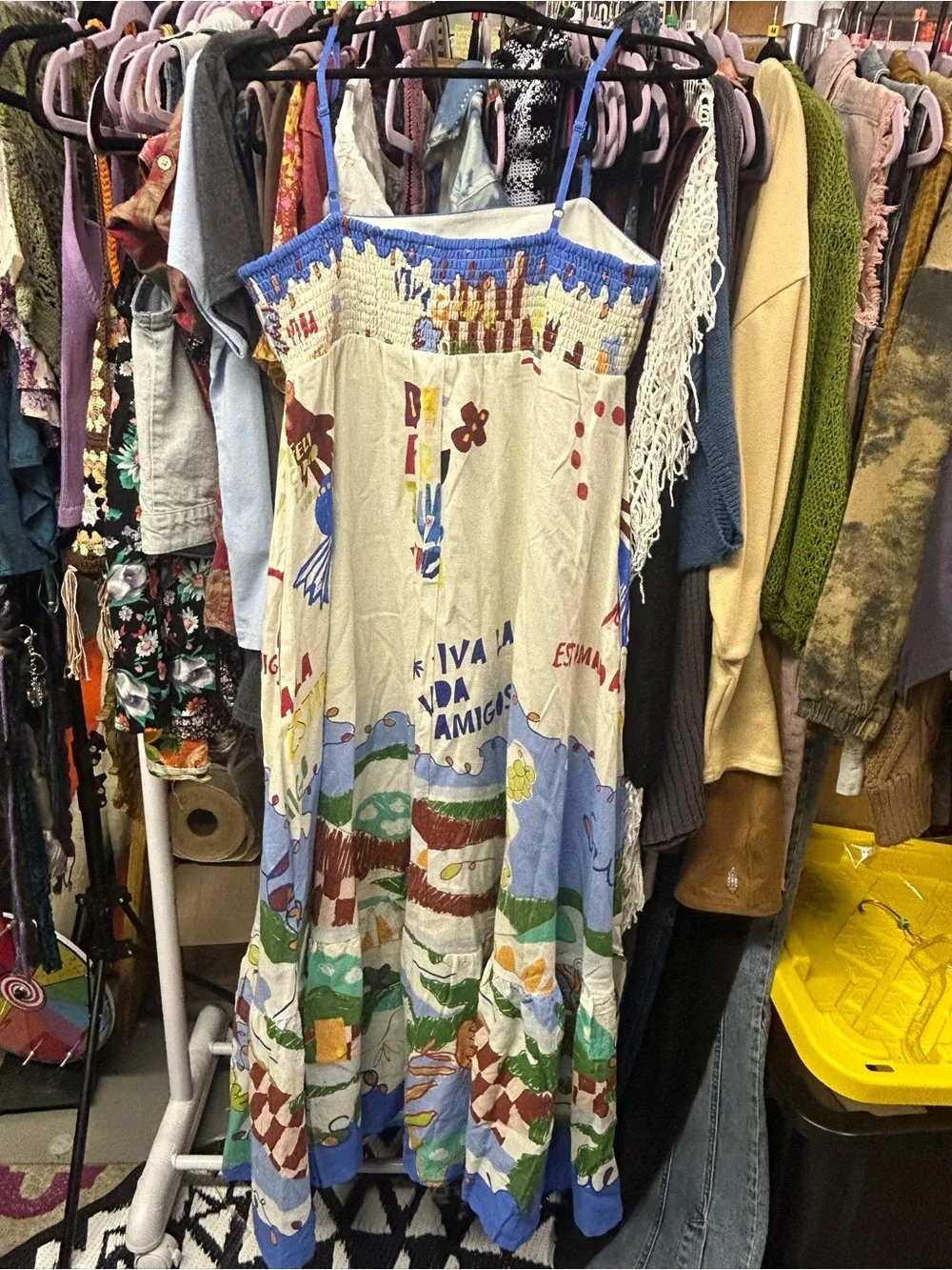 NWT Rachel Zoe Linen Blend Mediterranean Folk Art Midi Dress | Alemais Inspired - Picture 6 of 10